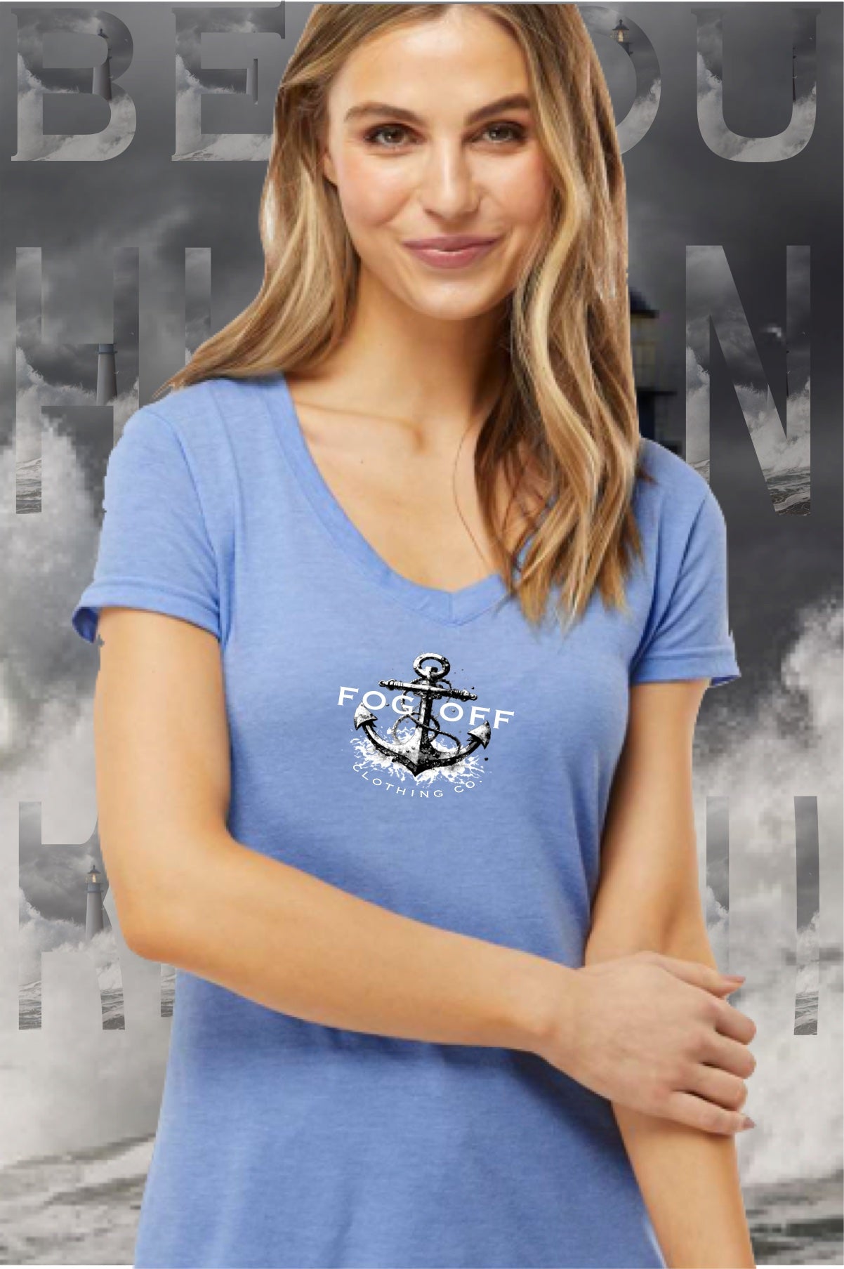 NEW ANCHOR SPLASH WOMANS V-NECK T