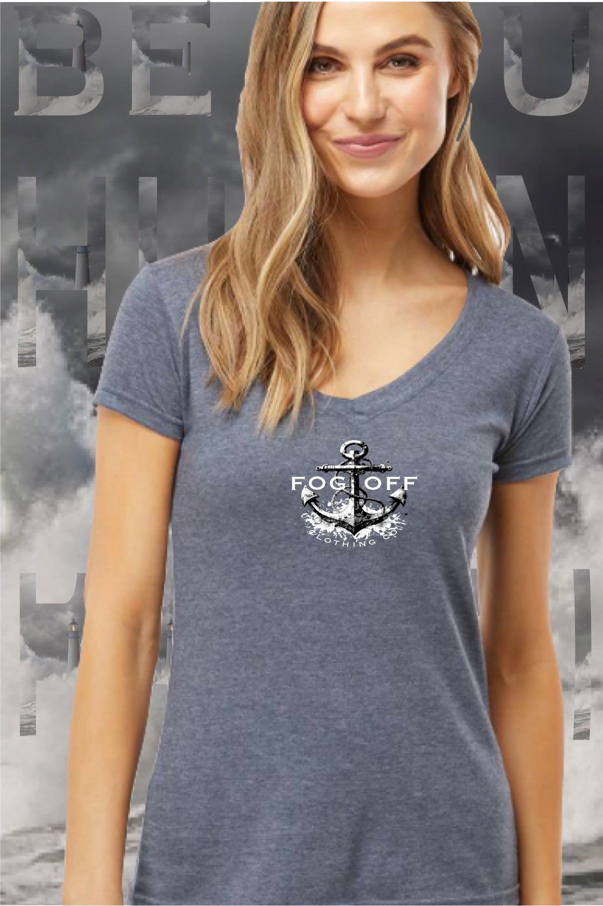 NEW ANCHOR SPLASH WOMANS V-NECK T