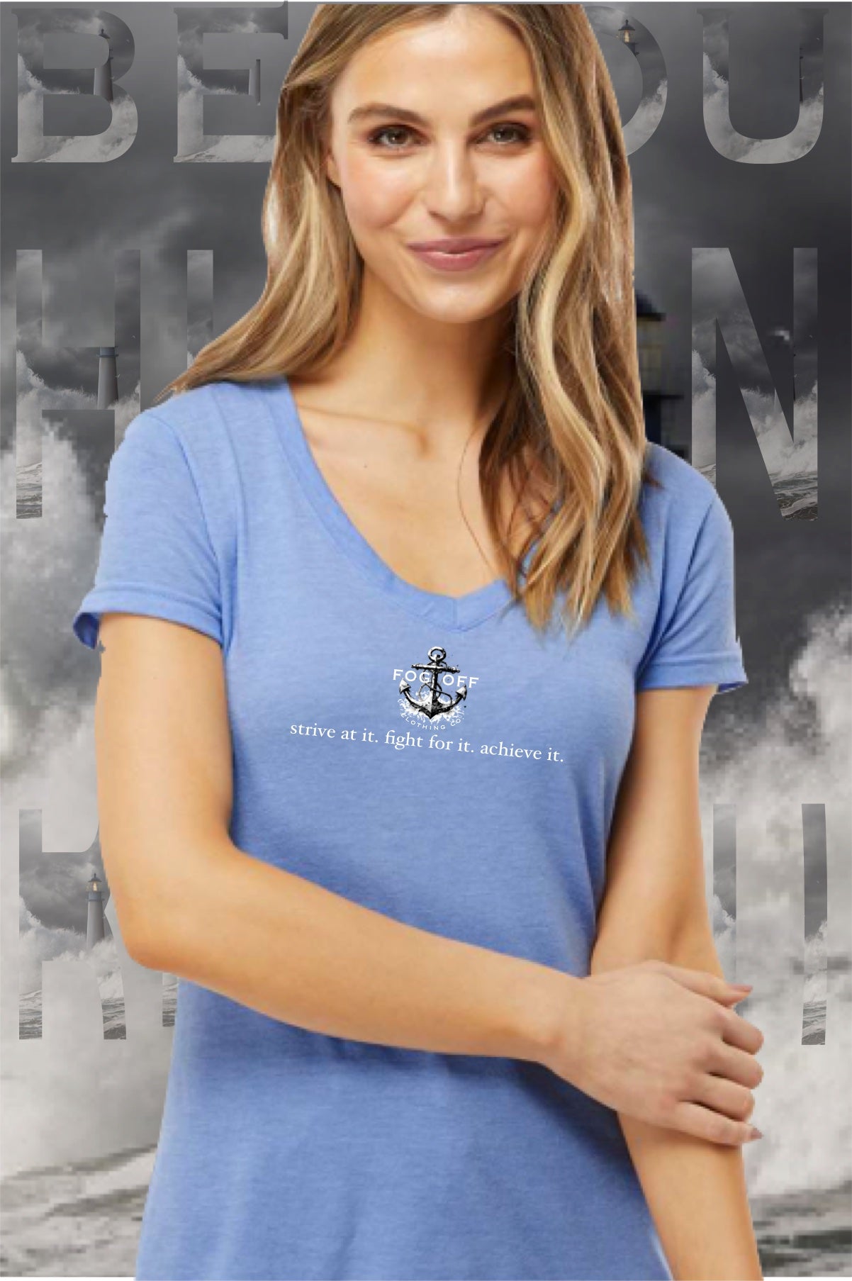 NEW STRIVE LOGO WOMANS V-NECK T