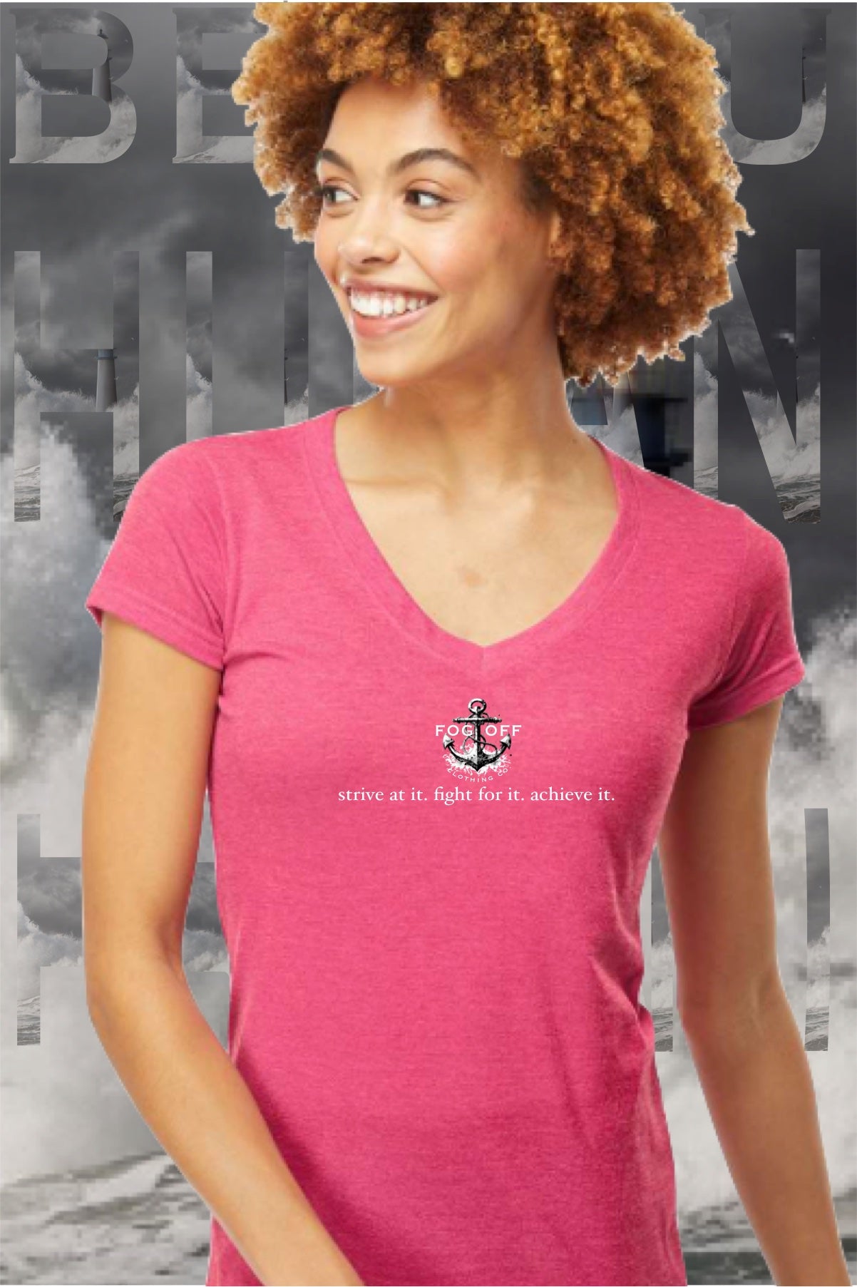 NEW STRIVE LOGO WOMANS V-NECK T